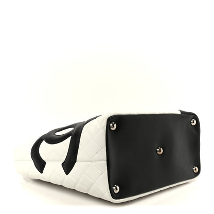 Chanel Calfskin Quilted Large Cambon Tote White Black 4 of 10