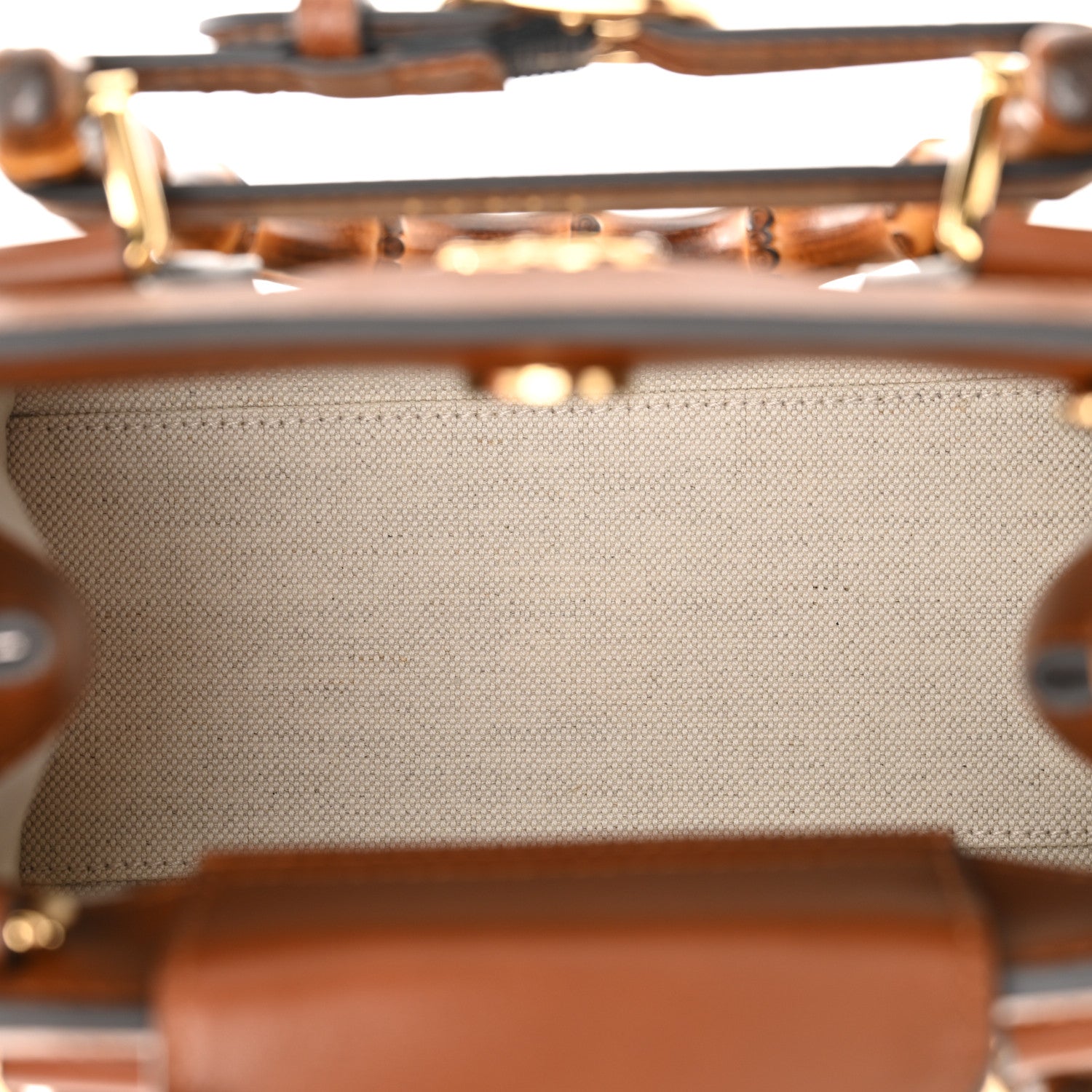 Gucci New Canvas Charisma Calfskin Crystal GG Monogram Mini Diana Tote Bag Camel Ebony 5 of 11