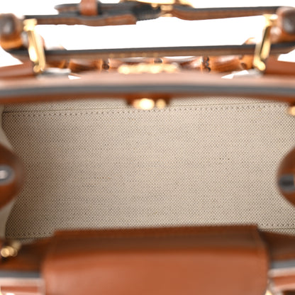 Gucci New Canvas Charisma Calfskin Crystal GG Monogram Mini Diana Tote Bag Camel Ebony 5 of 11