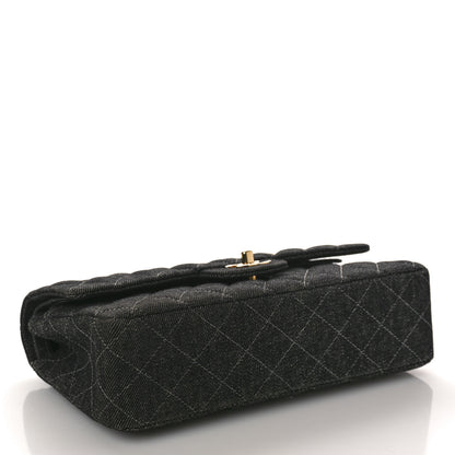Chanel Denim Quilted Medium Double Flap Black 4 of 11