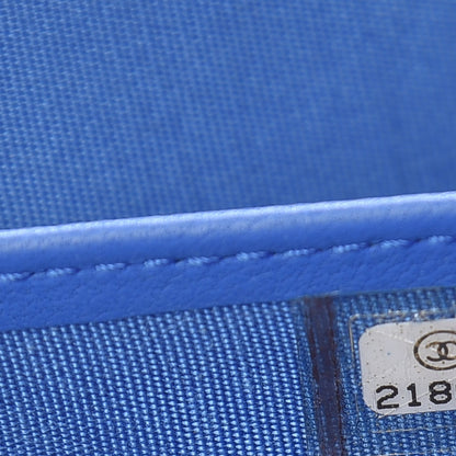 Chanel Lambskin Quilted Boy Zip Around Wallet Blue 8 of 10
