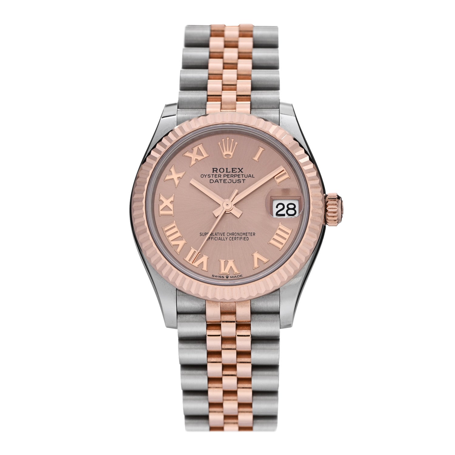 Rolex Stainless Steel 18K Everose Gold 31mm Oyster Perpetual Datejust Watch Sundust Roman 278271 1 of 5
