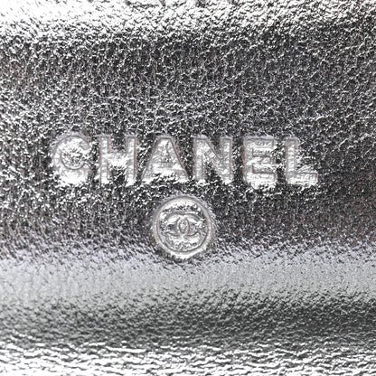 Chanel Gradient Metallic Calfskin Quilted Flap Card Holder Wallet Silver Blue Yellow Purple 6 of 11