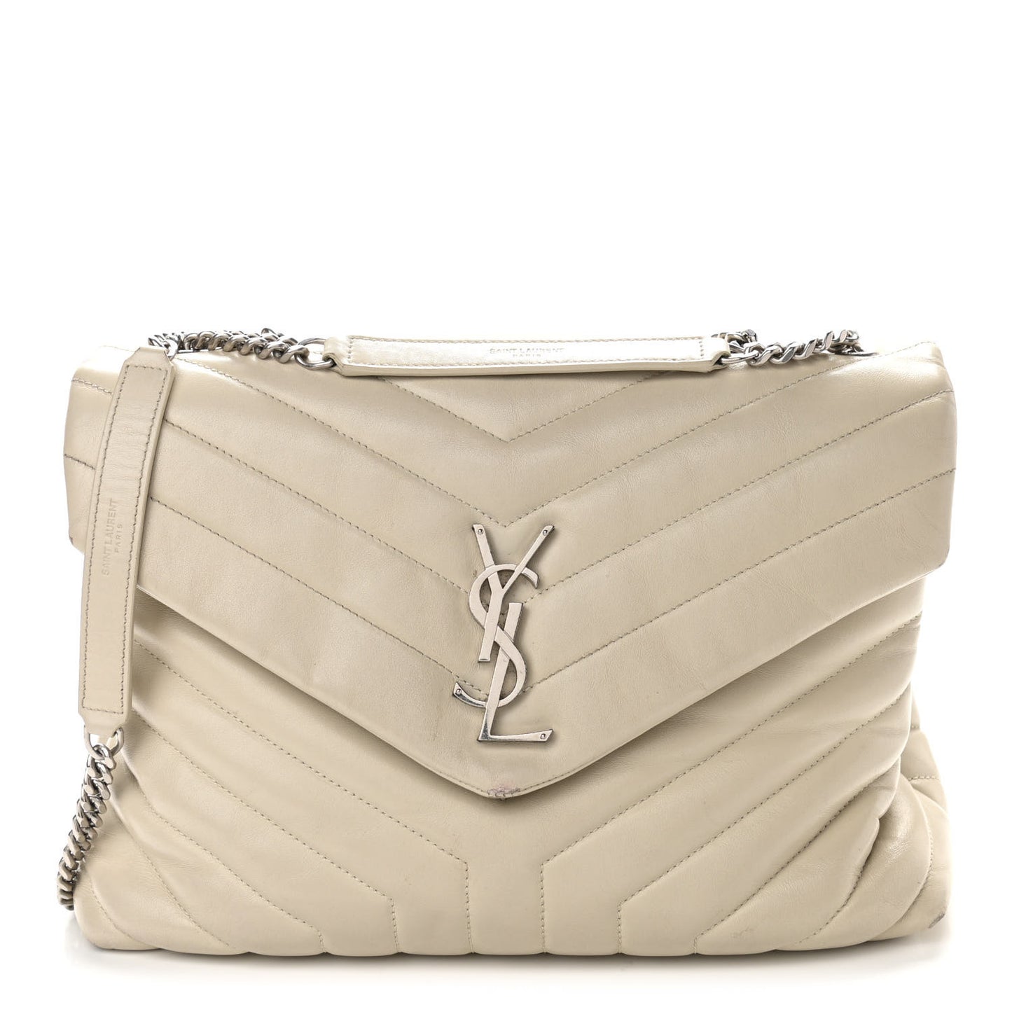 Calfskin Y Quilted Monogram Medium Loulou Chain Satchel Nude Powder