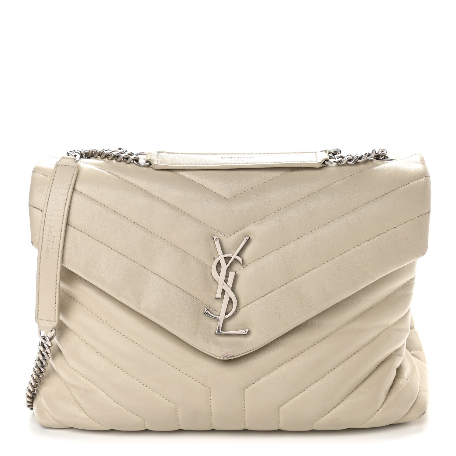 Saint Laurent Calfskin Y Quilted Monogram Medium Loulou Chain Satchel Nude Powder 1 of 14