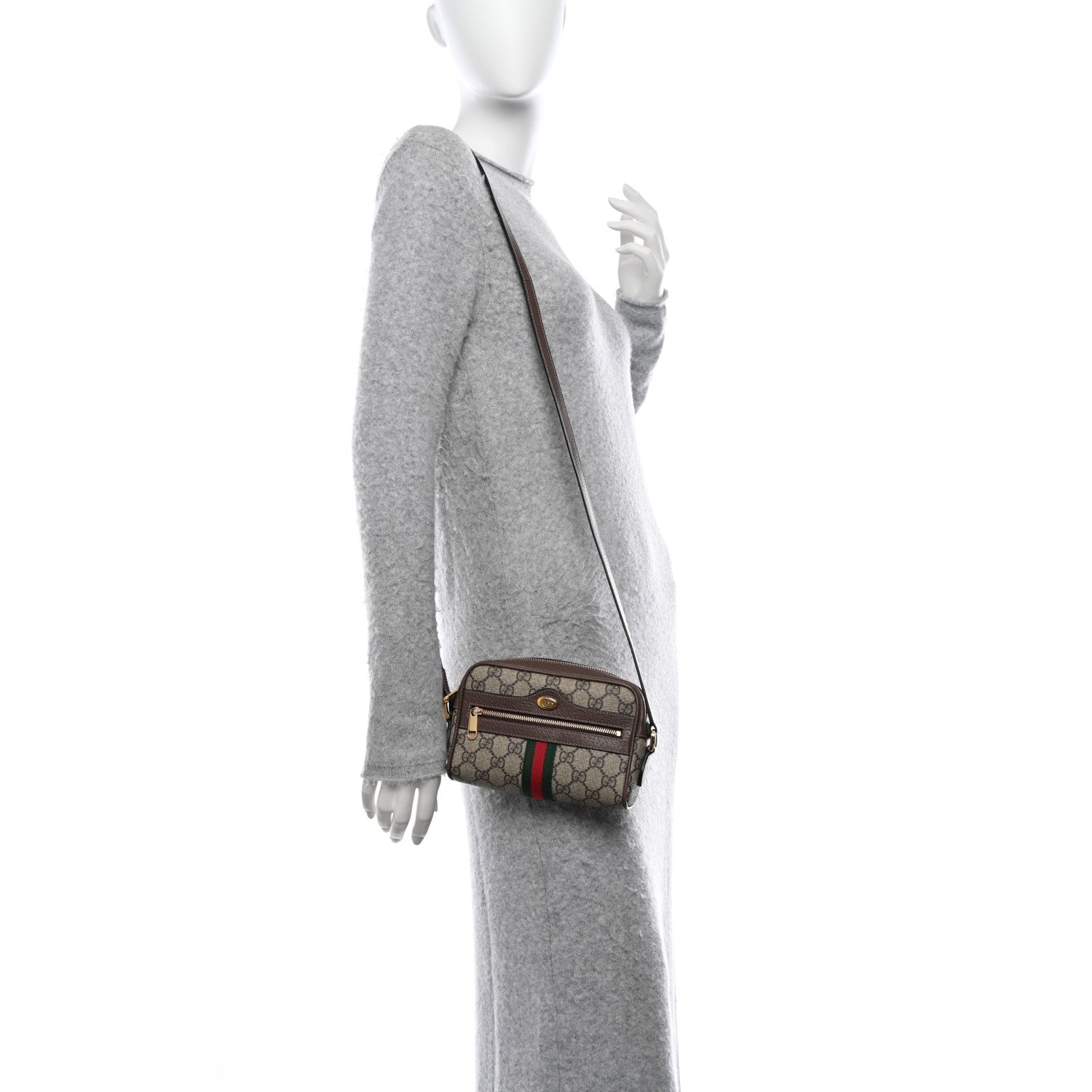 Gucci GG Supreme Monogram Web Mini Ophidia Shoulder Bag Brown 2 of 10