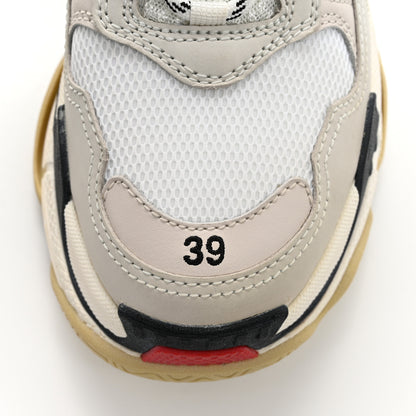 Balenciaga Fabric Mesh Womens Triple S Sneakers 39 Grey Red White 9 of 10