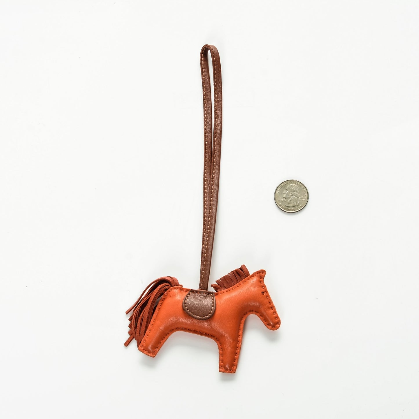 Milo Lambskin Grigri Rodeo Horse Bag Charm PM Feu Cornaline Fauve