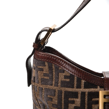 Fendi Velvet Zucca Vitello Forever Hobo Fango Grigio Bruciato 9 of 10