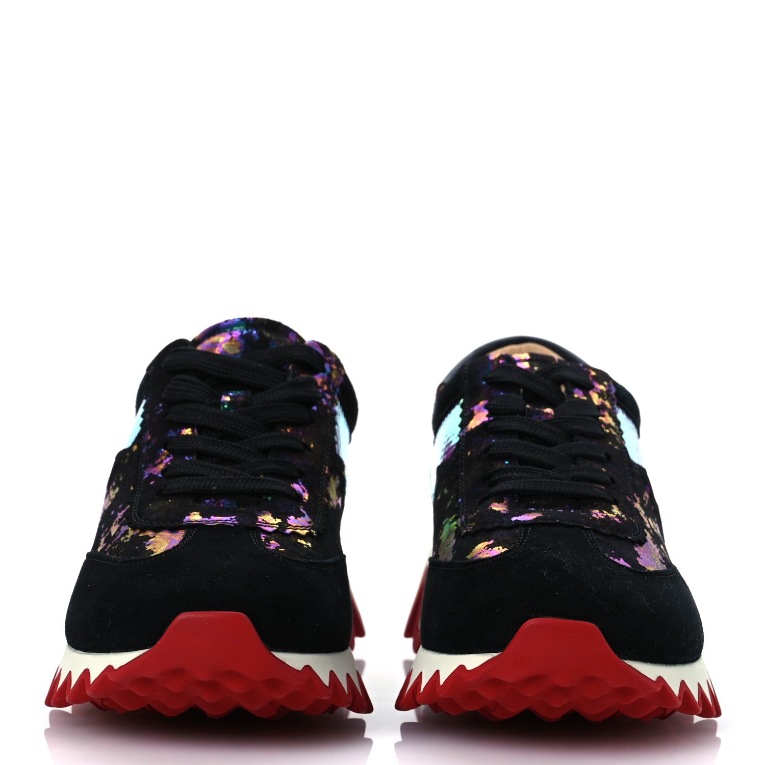 Christian Louboutin Suede Mesh Calfskin Loubishark Sneakers 38.5 Black Multicolor 3 of 10