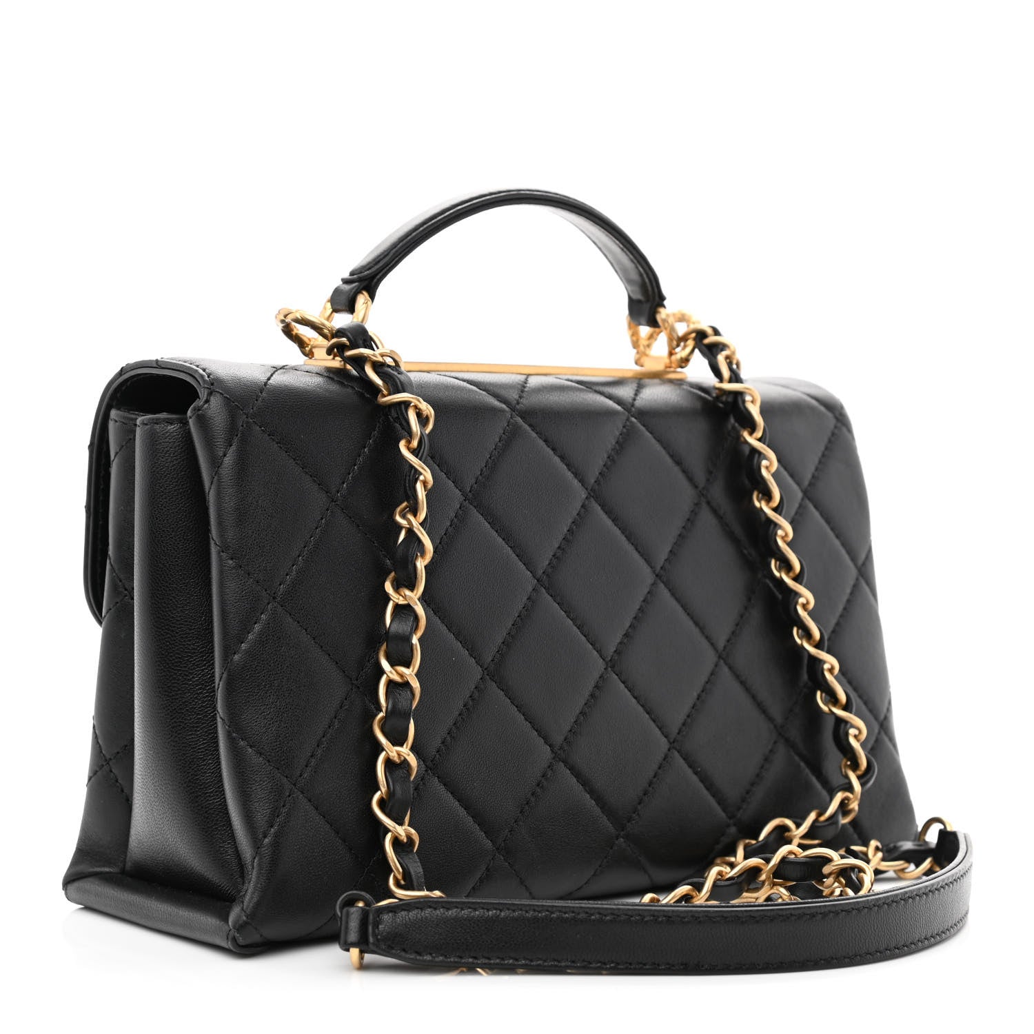 Chanel Lambskin Quilted Trendy Spirit Top Handle Flap Black 2 of 9