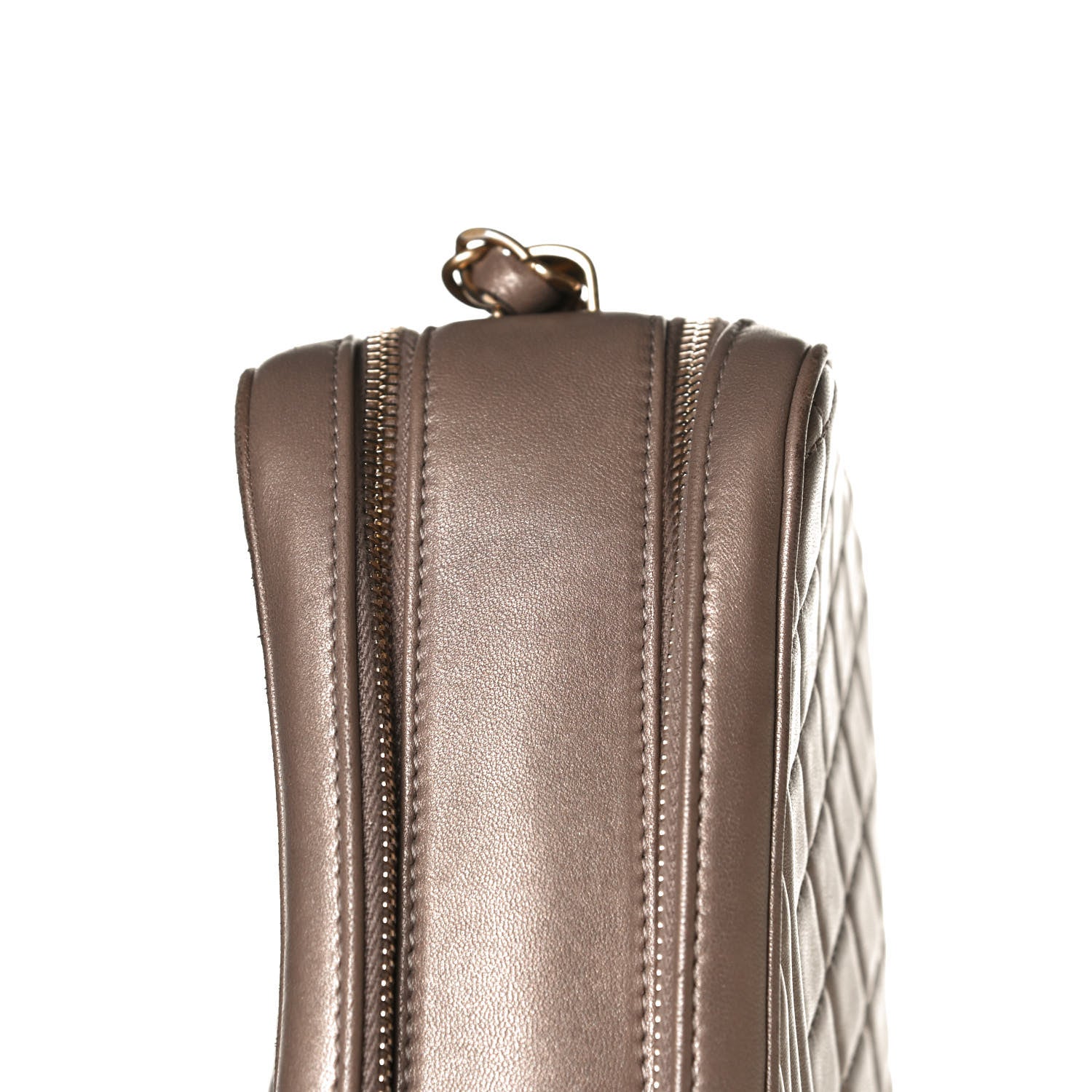 Chanel Metallic Lambskin Quilted Small Coco Boy Camera Case Gold 14 of 15