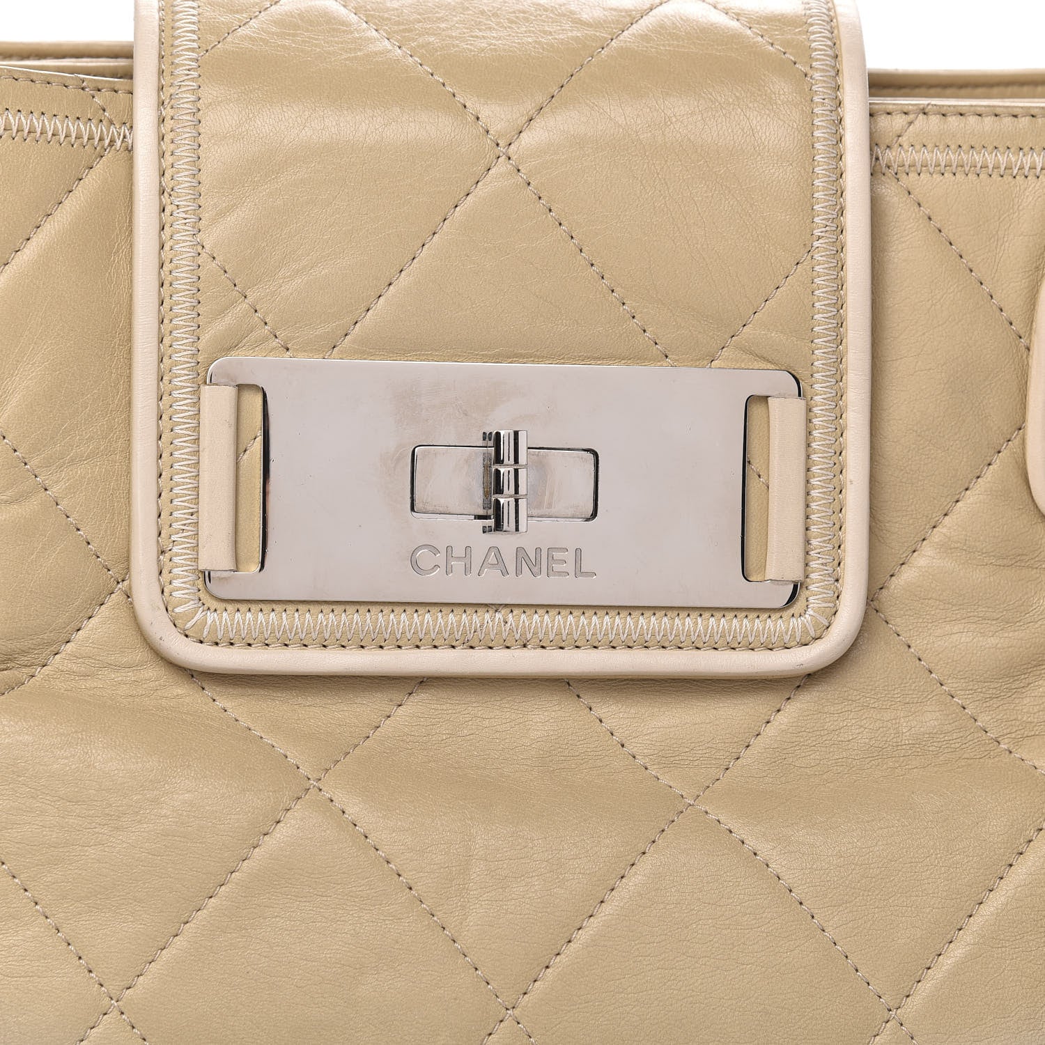 Chanel Lambskin Quilted Mademoiselle Accordion Tote Beige 13 of 13