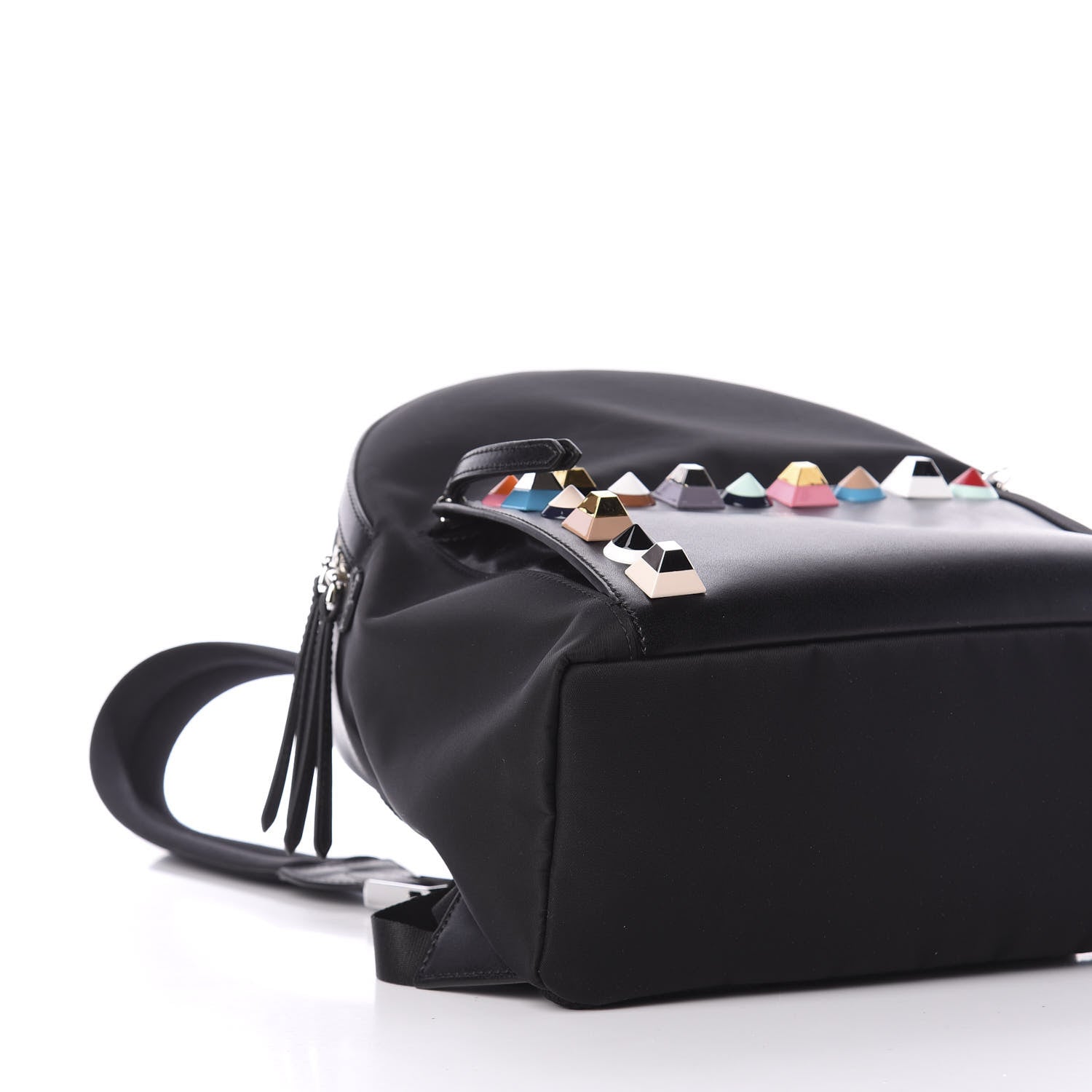 Fendi Vitello Nylon Studded Backpack Black 5 of 10