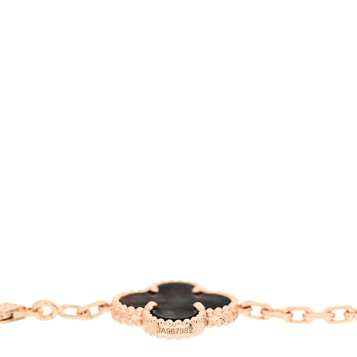 18K Rose Gold Diamond Gray Mother of Pearl 5 Motifs Vintage Alhambra Bracelet