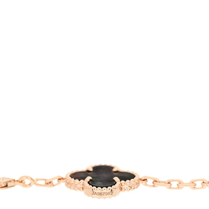 Van Cleef & Arpels 18K Rose Gold Diamond Gray Mother of Pearl 5 Motifs Vintage Alhambra Bracelet 4 of 5