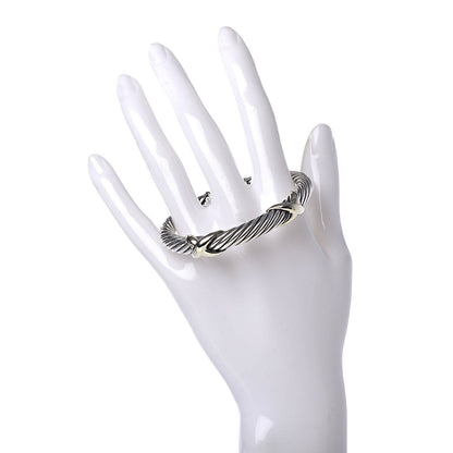 David Yurman Sterling Silver 14K Yellow Gold 7mm Double X Cable Bracelet 2 of 3