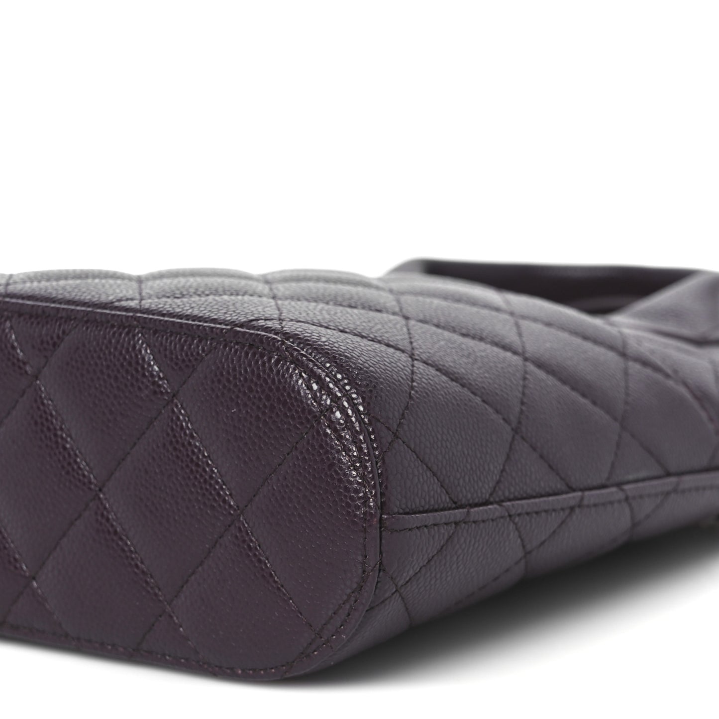 Caviar Quilted Top Handle Clutch With Chain Dark Brown