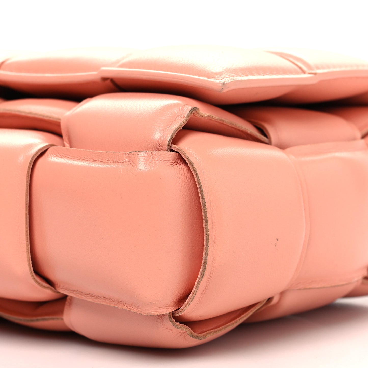 Nappa Maxi Intreccio Padded Cassette Crossbody Bag Peachy