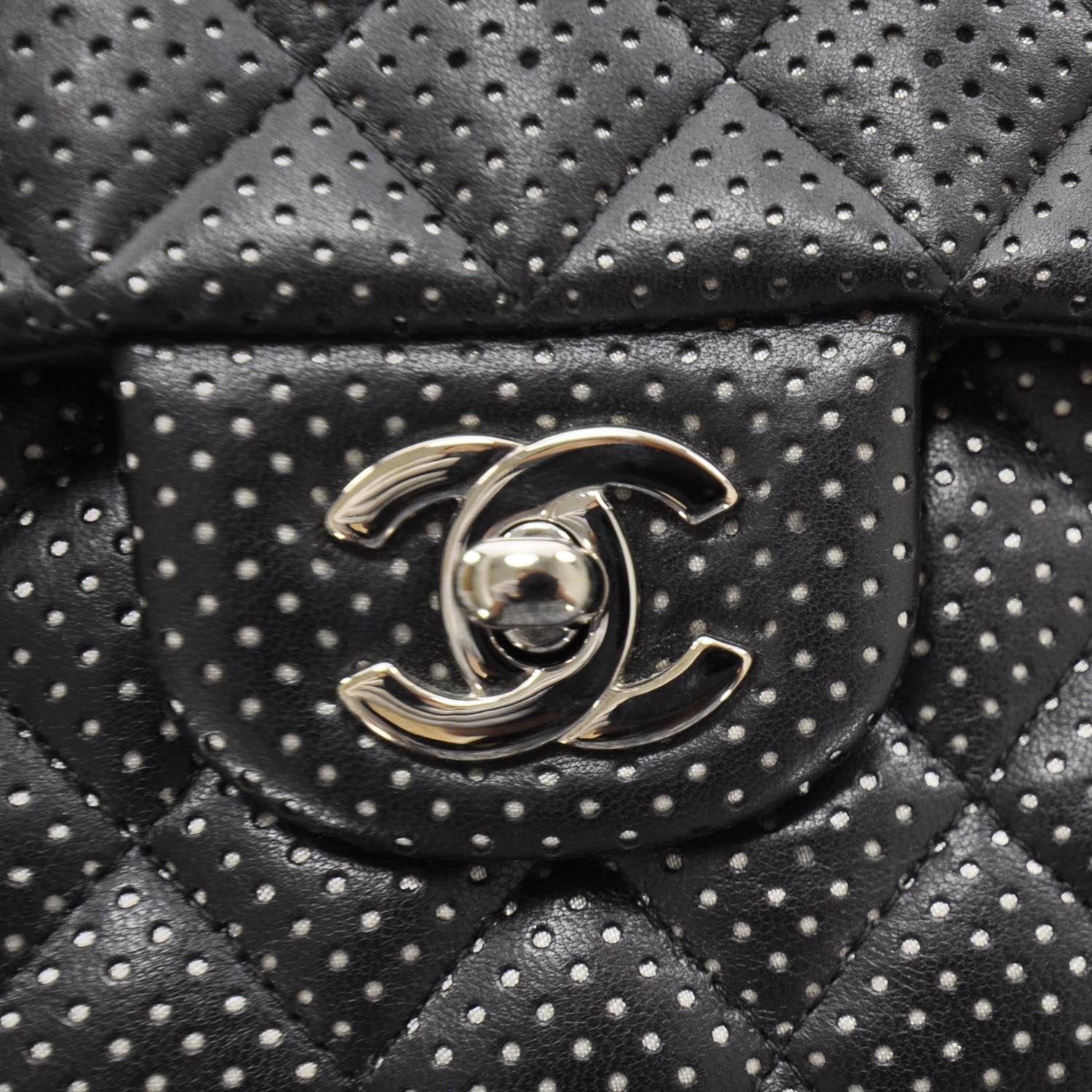 Chanel Lambskin Perforated East West Flap Black 8 of 11
