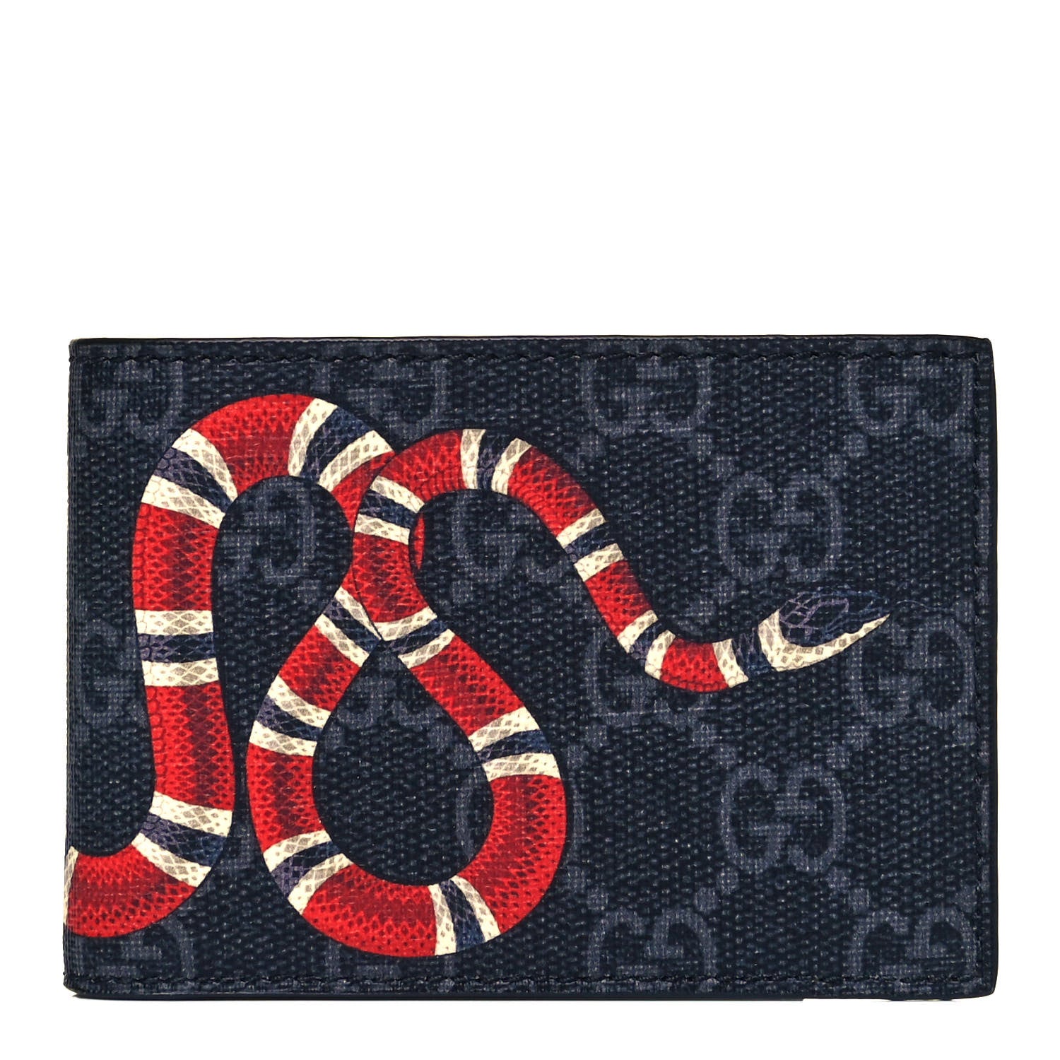 Gucci GG Supreme Monogram Kingsnake Bi-Fold Wallet Black Grey 1 of 7
