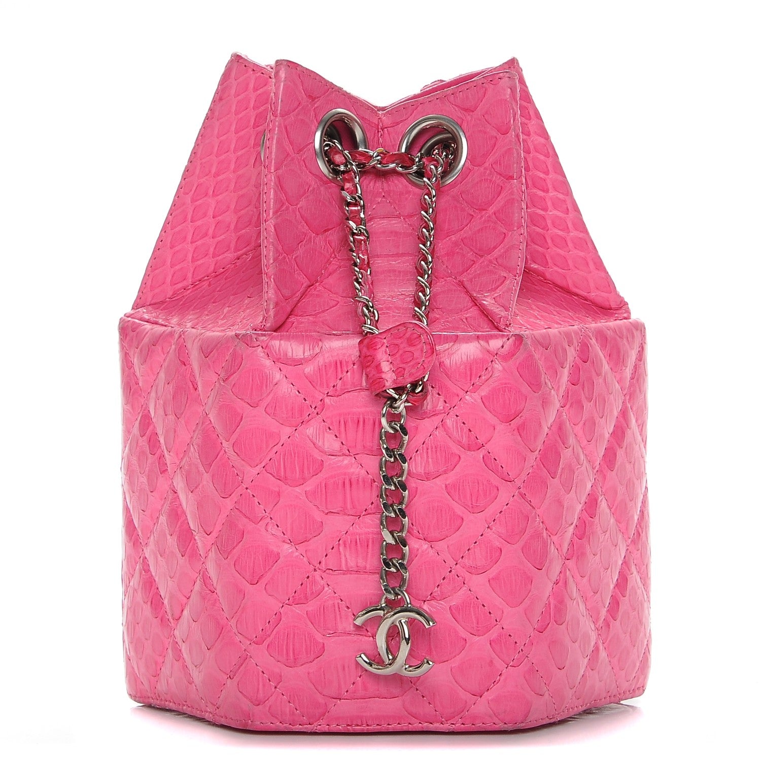 Chanel Python Quilted Drawstring Bag Pink 1 of 10