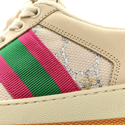 Gucci Lame GG Monogram Nubuck Web Screener Sneakers 36 Gardenia Silver Dusty Milk White 10 of 10