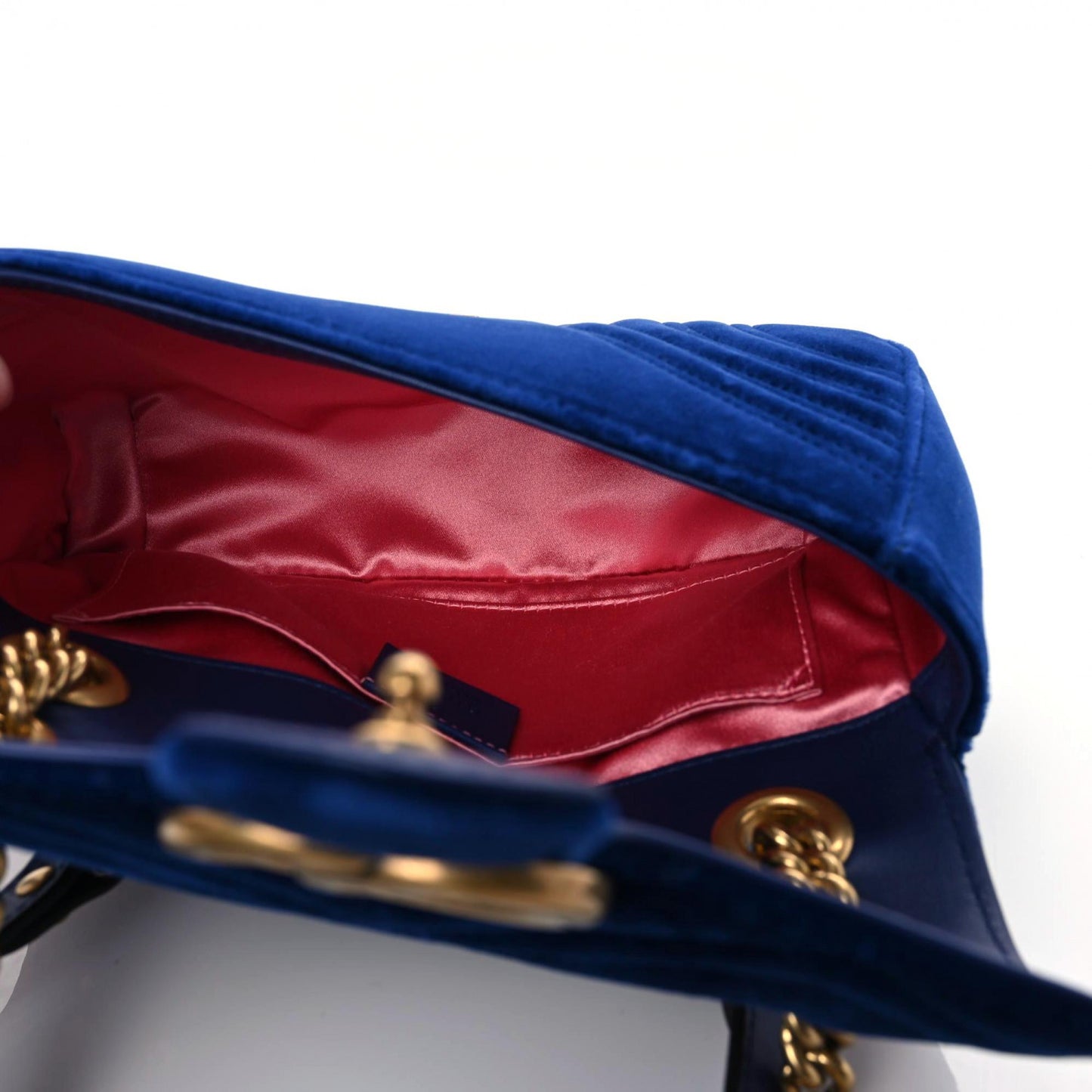 Velvet Matelasse Mini GG Marmont Shoulder Bag Cobalt Blue