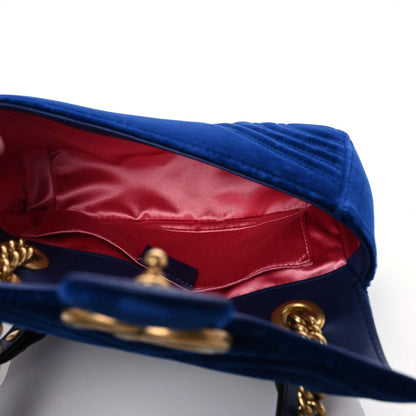 Gucci Velvet Matelasse Mini GG Marmont Shoulder Bag Cobalt Blue 5 of 16