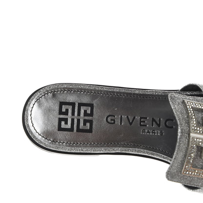 Givenchy Glitter Embellished Calfskin 4G Flat Sandals 36.5 Silver 8 of 10