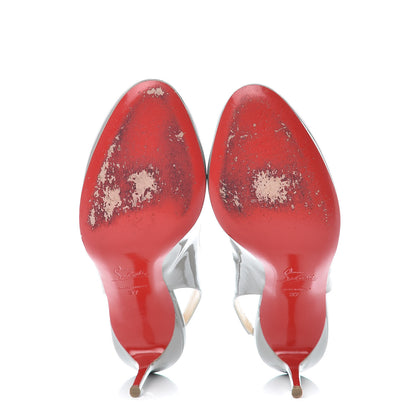 Christian Louboutin Patent Fifi Sling 85 Pumps 37 Gris 5 of 8
