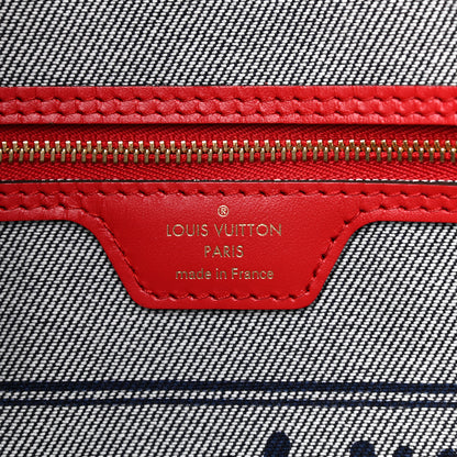 Louis Vuitton Denim Damier Monogram Patchwork Neverfull Blue Rouge 8 of 9