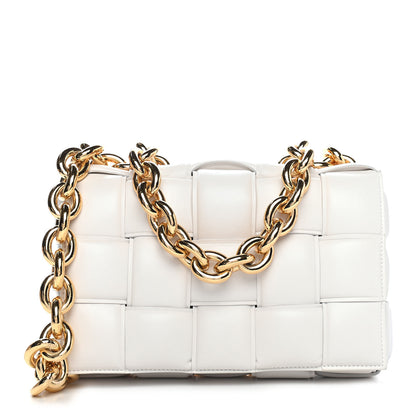 Bottega Veneta Lambskin Maxi Intreccio Padded Chain Cassette Crossbody Bag White 1 of 9