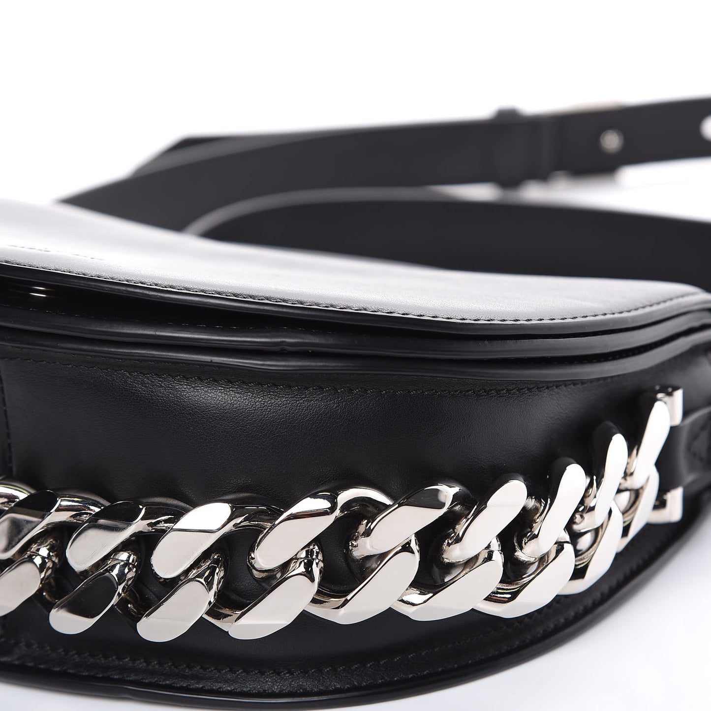 Calfskin Mini Infinity Saddle Bag Black