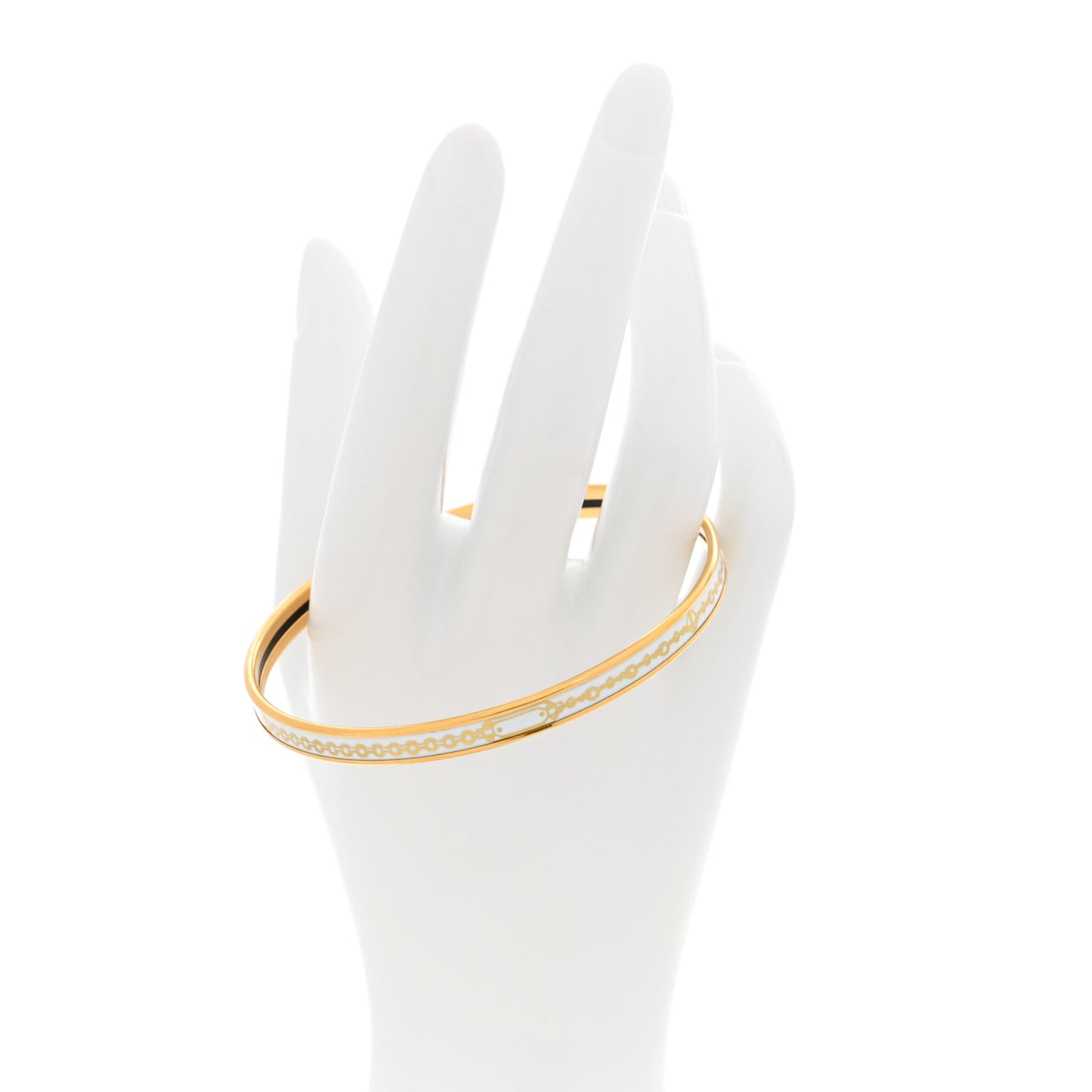 Enamel Printed Rope Chain Link Extra Narrow Bracelet 70 White