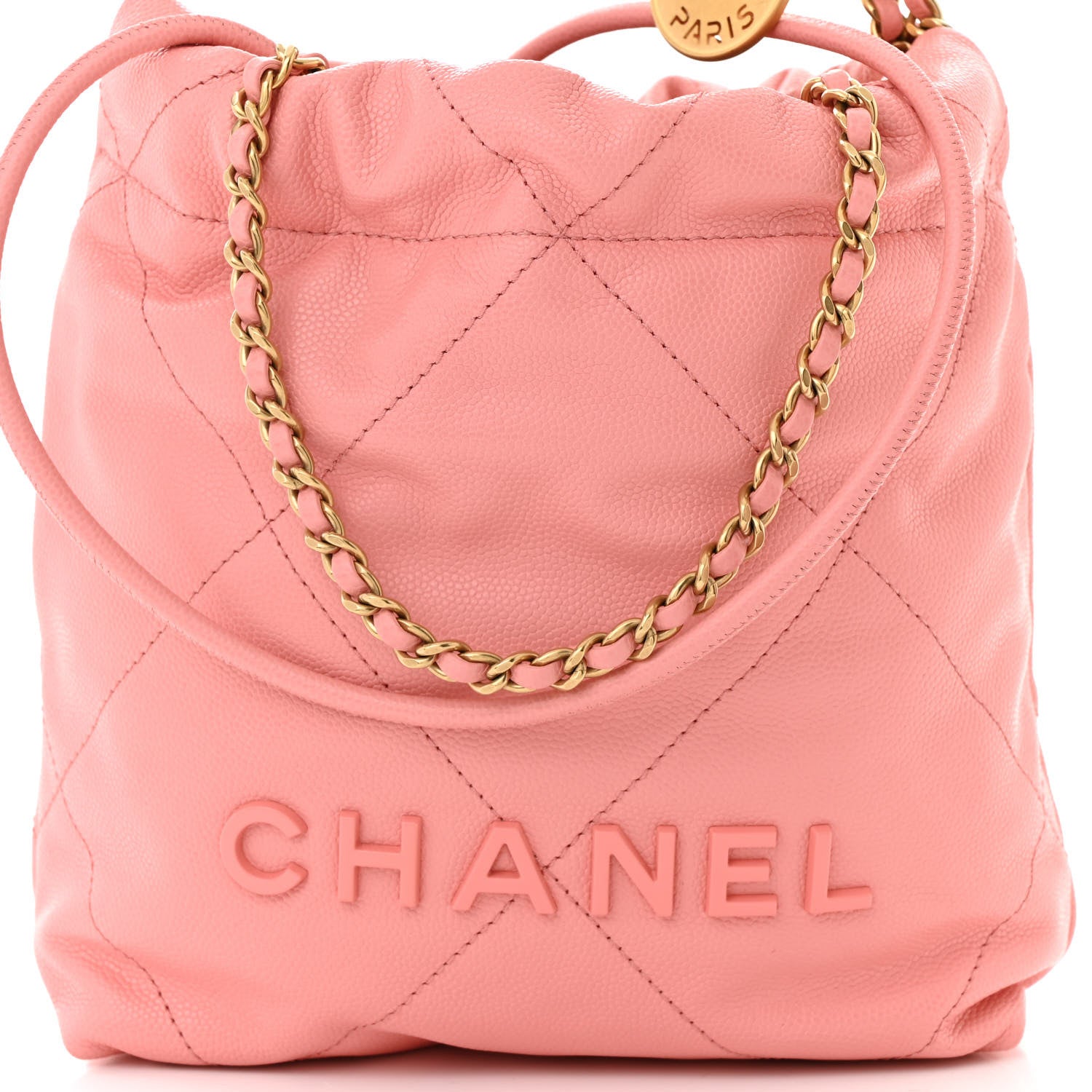 Chanel Shiny Caviar Quilted Mini Chanel 22 Coral 8 of 10
