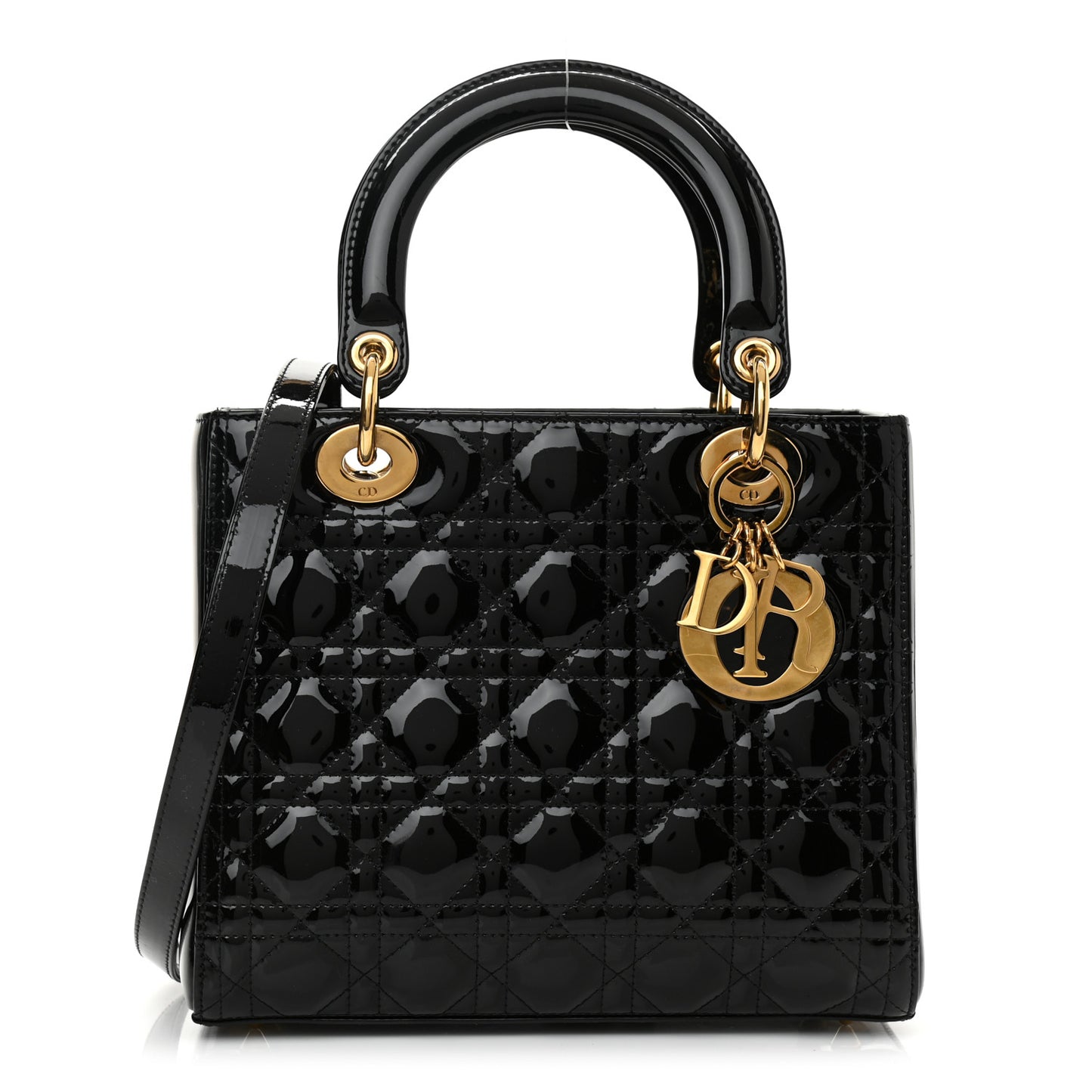 Patent Cannage Medium Lady Dior Black