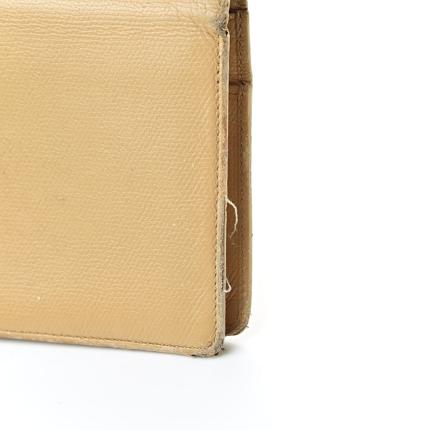 Grained Calfskin CC Button Yen Wallet Beige