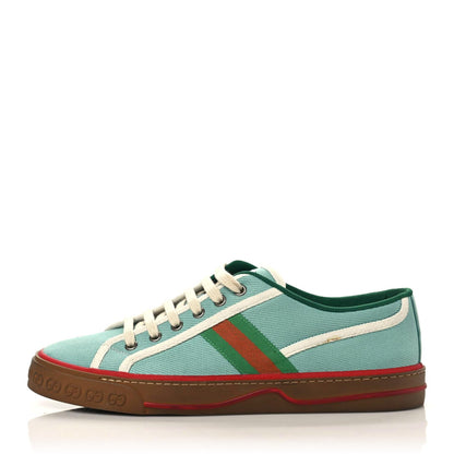 Gucci Tweed Web Mens 1977 Tennis Sneakers 8 Verdan Mystic White 1 of 10