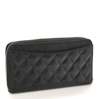 Chanel Caviar Quilted Large Gusset Zip Around Wallet Black 3 of 9