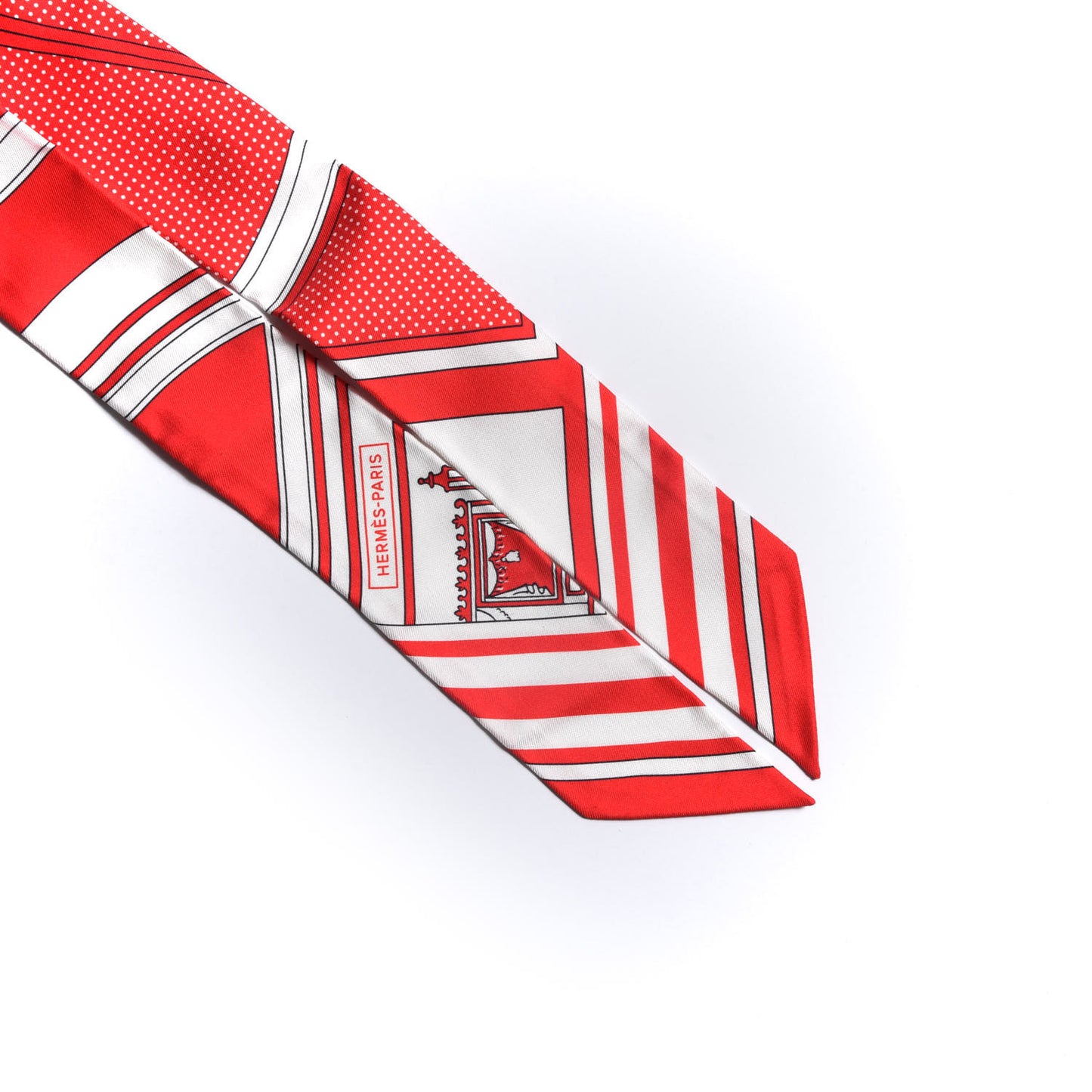 Silk Washington S Carriage Detail Twilly Rouge White Black
