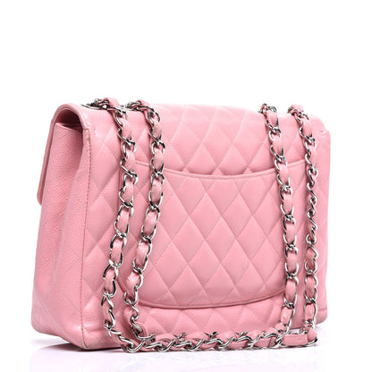 Chanel Caviar Quilted Jumbo Single Flap Pink 3 of 9
