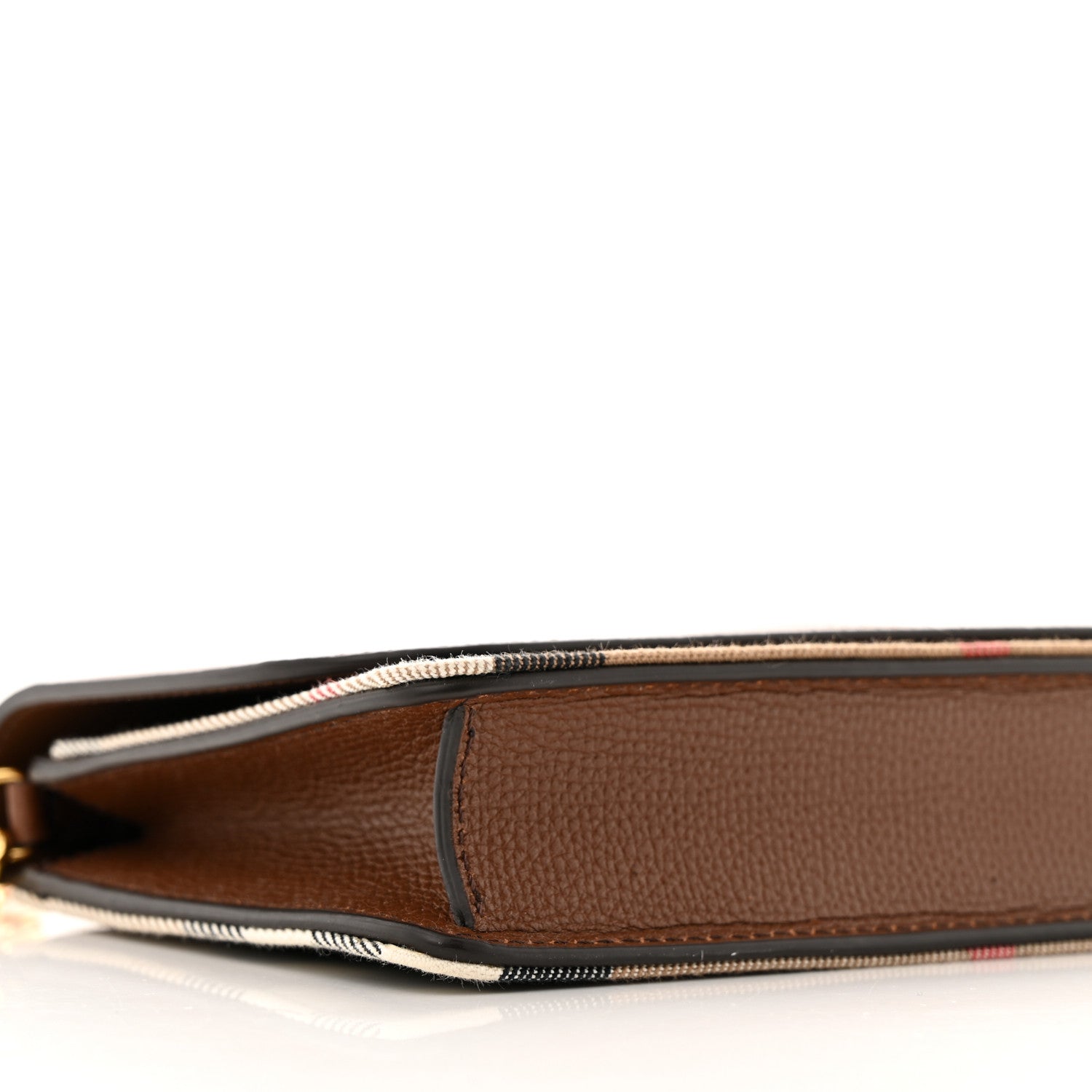 Burberry Grained Calfskin House Check Tartan Mix Hampshire Wallet On Chain Tan 8 of 12
