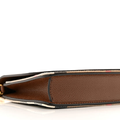Burberry Grained Calfskin House Check Tartan Mix Hampshire Wallet On Chain Tan 8 of 12