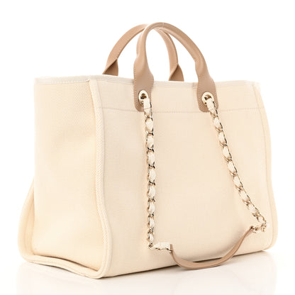 Chanel Canvas Pearl Medium Deauville Tote Ecru Beige 3 of 11