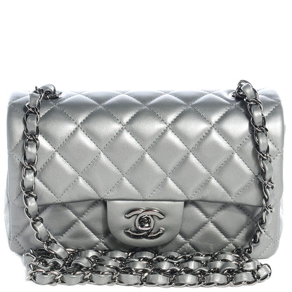 Chanel Lambskin Quilted Mini Flap Silver 1 of 9