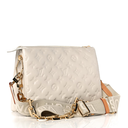 Louis Vuitton Lambskin Embossed Monogram Coussin PM Cream 3 of 13