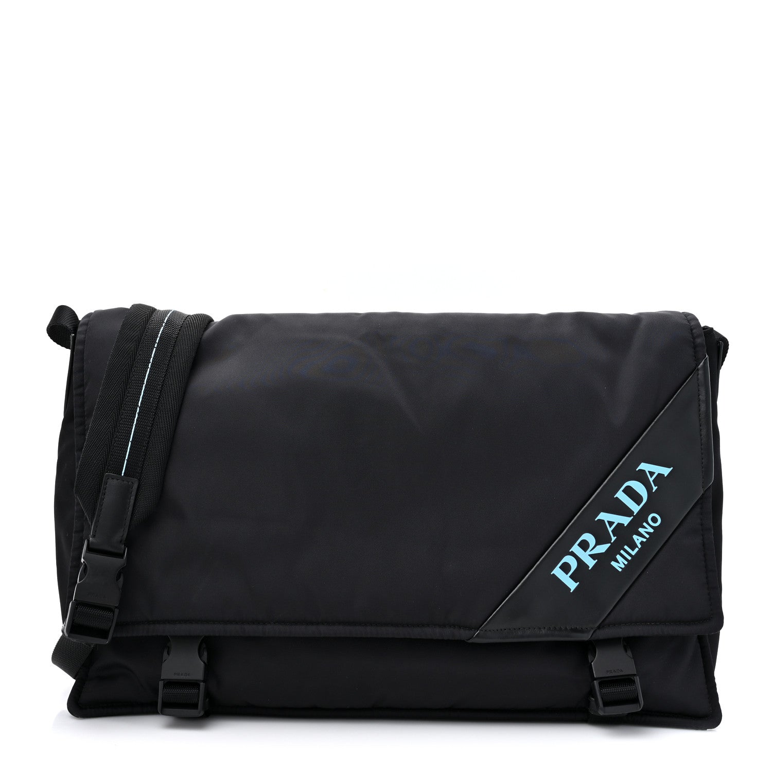 Prada Tessuto Nylon Saffiano Logo Messenger Bag Black 1 of 9