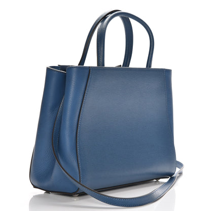 Fendi Vitello Elite Petite 2Jours Tote Blue Cobalto 4 of 9