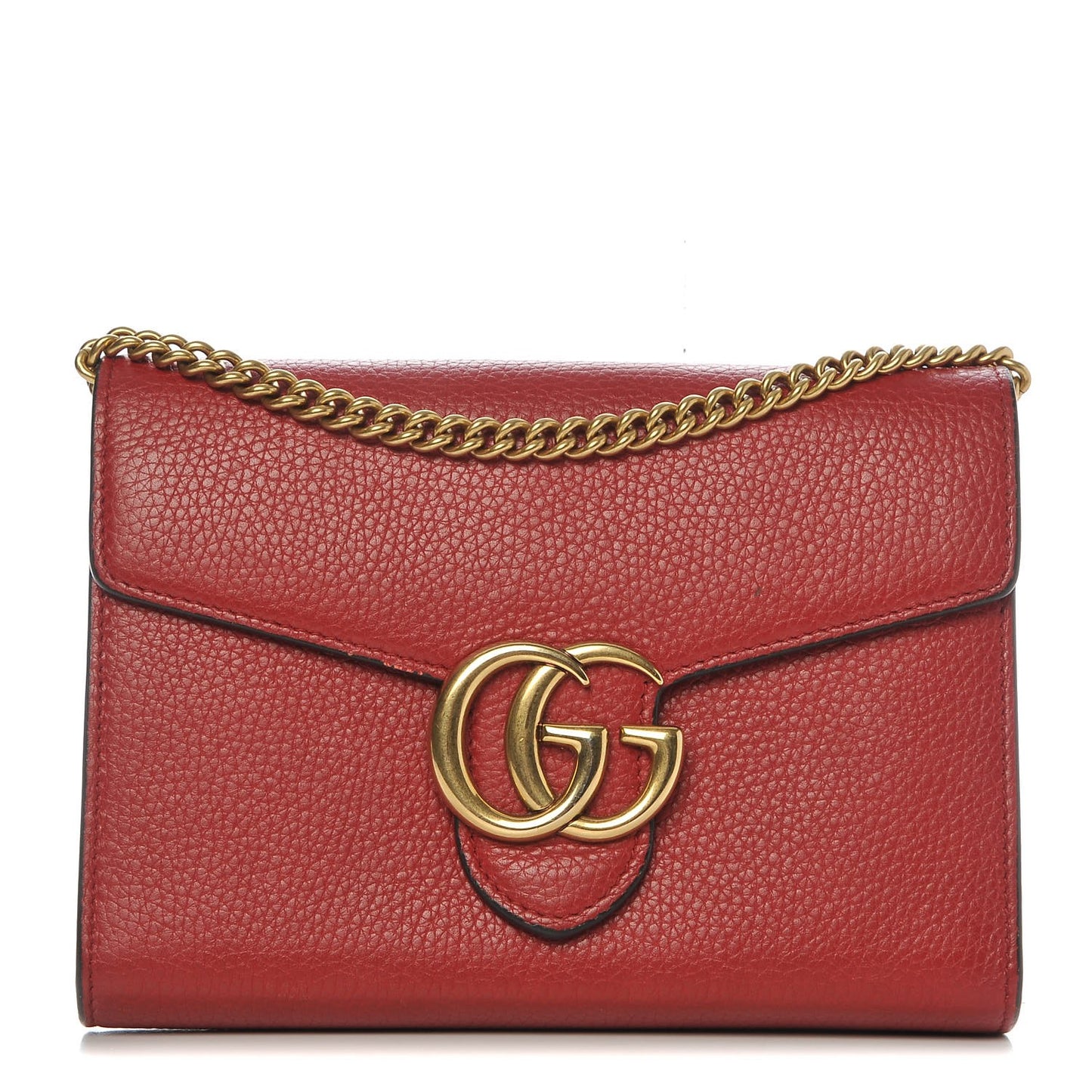 Calfskin GG Marmont Chain Wallet Vulcanic Red
